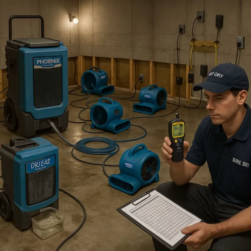 Structural Drying and Dehumidification process in Meeker, OK